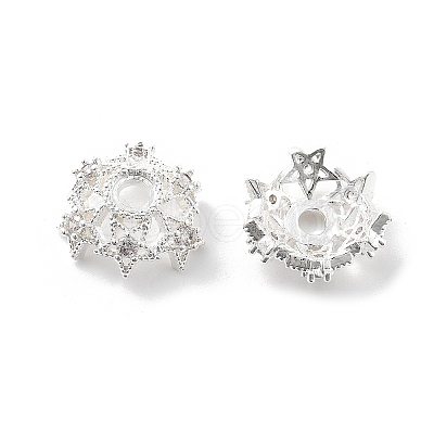 Brass Micro Pave Clear Cubic Zirconia Bead Caps KK-R216-03S-02-1