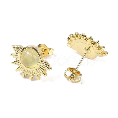Natural Prehnite Stud Earrings EJEW-K288-01G-04-1