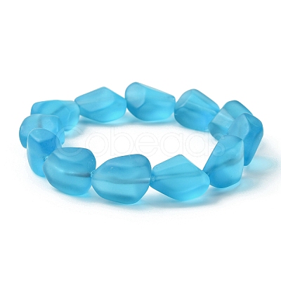 Transparent Frosted Glass Beaded Stretch Bracelets for Women BJEW-JB09512-1