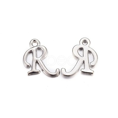 Platinum Plated Alloy Letter Pendants PALLOY-J718-01P-R-1