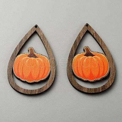 Halloween Theme Printed Wood Big Pendants X1-WOOD-TAC0015-09A-1