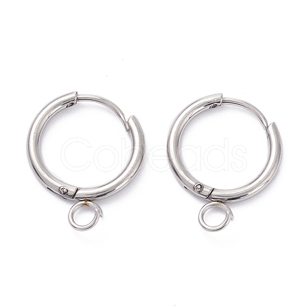 Tarnish Resistant 201 Stainless Steel Huggie Hoop Earring Findings STAS-P283-01Q-P-1
