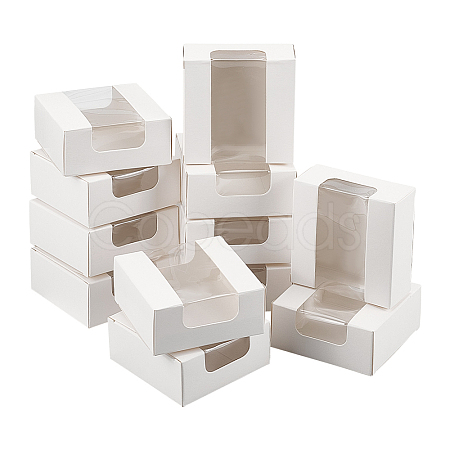 Square Paper Storage Gift Boxes with Clear Visible Window CON-WH0095-65B-1