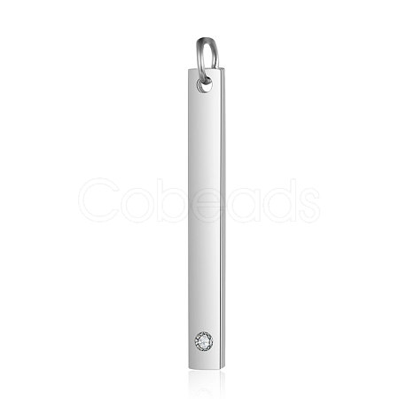 201 Stainless Steel Bar Tag Pendants STAS-S105-T608D-1-3-1