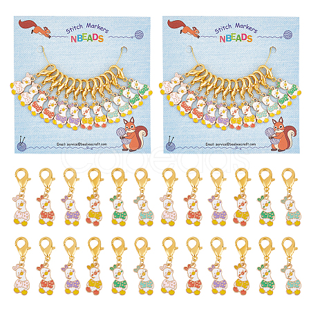 Alloy Enamel Duck Pendant Locking Stitch Markers HJEW-AB00119-1