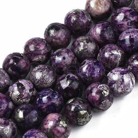 Assembled Synthetic Charoite and Pyrite Beads Strands G-S366-056-1