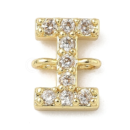 Brass Micro Pave Clear Cubic Zirconia Letter Links Connector Charms KK-I382-07G-I-1