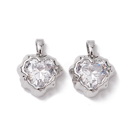Valentine's Day Brass Micro Pave Clear Cubic Zirconia Pendants KK-K360-22P-1