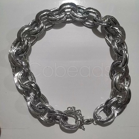 Unisex Thick Aluminum Double Link Chains Necklaces LS-NJEW-V006-01P-1