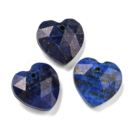 Dyed Natural Lapis Lazuli Faceted Heart Charms G-G123-01K-1