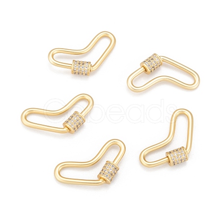 Brass Micro Pave Cubic Zirconia Screw Carabiner Lock Charms ZIRC-G160-60G-1