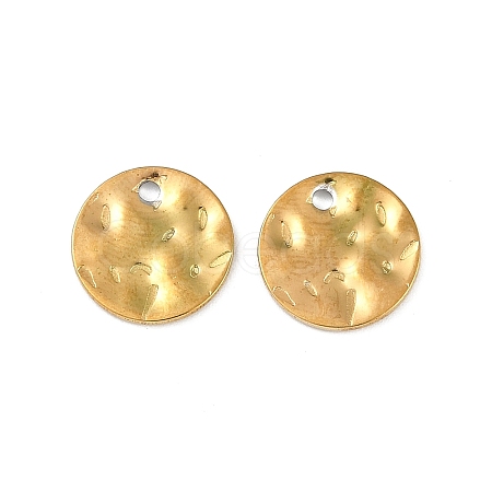 Ion Plating(IP) 304 Stainless Steel Textured Disc Charms STAS-Q336-11C-G-1