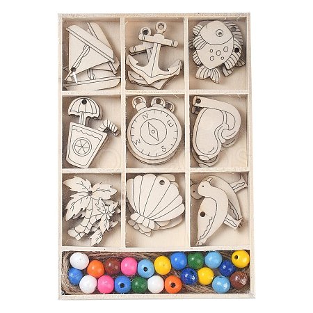 Ocean Theme DIY Wood Pendants WOOD-S063-01A-1