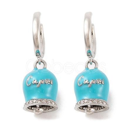 Bell Brass & Enamel Hoop Earrings for Women EJEW-U015-25P-J-1