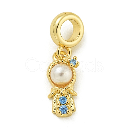 Rack Plating Brass & Cubic Zirconia & ABS Plastic Pearl European Pendants KK-Z067-61C-G-1