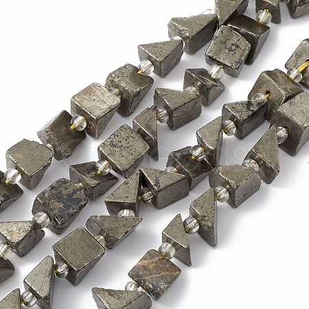 Natural Pyrite Beads Strands G-E590-01-1