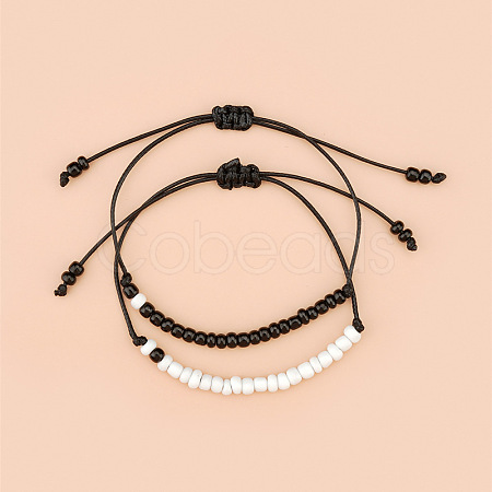 Personalized black and white rice bead wax thread woven bracelet jewelry UZ7262-1