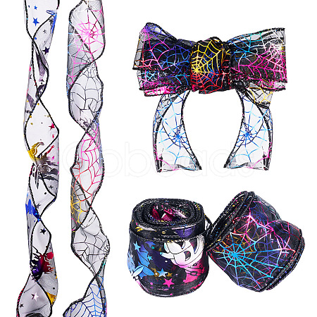 2 Rolls 2 Styles Halloween Theme Polyester Ribbons OCOR-TA0002-20-1