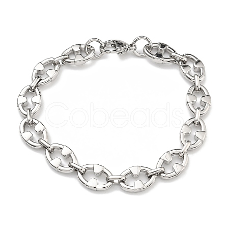 304 Stainless Steel Link Chain Bracelets BJEW-H618-02P-1