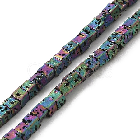 Electroplated Natural Lava Rock Beads Strands G-Q1009-B01-02H-1