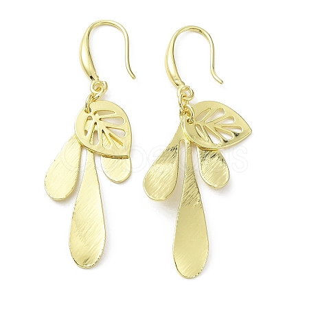 Rack Plating Brass Leaf Dnagle Earrings KK-C029-11G-1