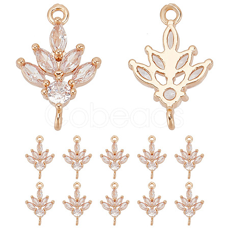 12Pcs Brass Pave Clear Cubic Zirconia Connector Charms ZIRC-AR0001-24-1