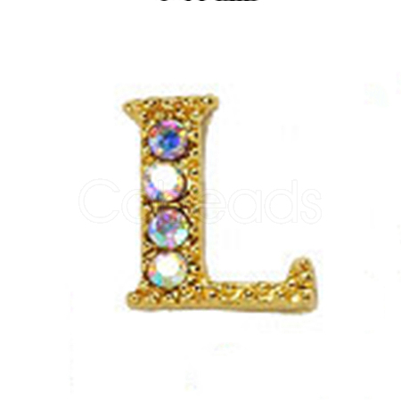 Alloy Gold Rhinetone Letters Nail Stud Cabochons MRMJ-S047-023L-1