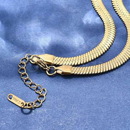 Ion Plating(IP) 304 Stainless Steel Herringbone Chain Necklace for Men Women LS-NJEW-E076-03E-G-1