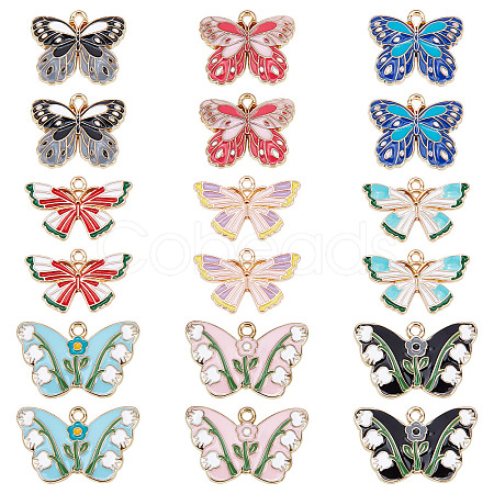 36Pcs 9 Style Alloy Enamel Pendants ENAM-SC0002-89-1
