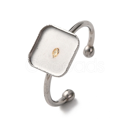 304 Stainless Steel Open Cuff Ring Components STAS-S134-01P-E01-1