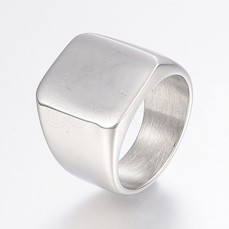 Tarnish Resistant 304 Stainless Steel Signet Band Rings for Men RJEW-G091-16-18mm-P-1