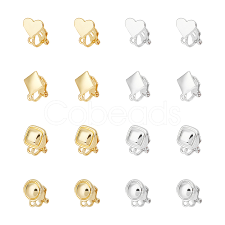 16Pcs 8 Style Alloy Clip-on Earring Findings FIND-UN0002-95-1