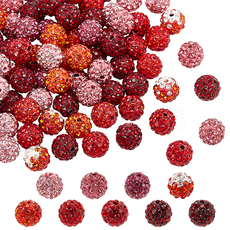 90Pcs 9 Colors Polymer Clay Rhinestone Beads RB-PH0001-33B-1