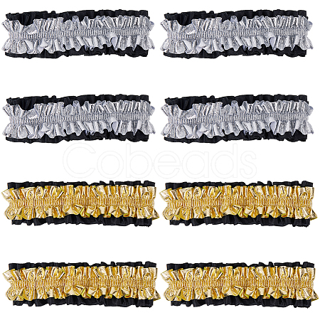 6 Pairs 2 Colors Polycotton Elastic Garter Leg Ring AJEW-GF0008-40-1