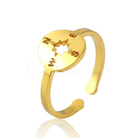 Simple 304 Stainless Steel Adjustable Cuff Rings for Women WT4746-7-1