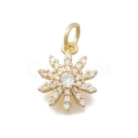 Brass Micro Pave Clear Cubic Zirconia Charms KK-D431-064G-1