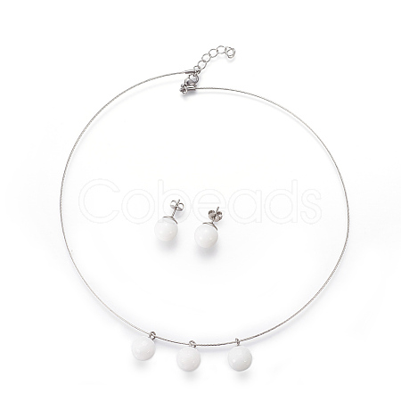 (Jewelry Parties Factory Sale)304 Stainless Steel Stud Earrings & Pendant Necklaces Jewelry Sets SJEW-L135-02B-03-1
