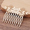 Brass Hair Comb Findings, Iron Comb, Flower, Light Gold, 76x55mm, 5pcs/set