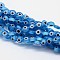 Handmade Evil Eye Lampwork Flat Round Bead Strands, Dodger Blue, 6x3mm, Hole: 1mm, about 65pcs/strand, 14 inch