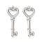 Non-Tarnish 304 Stainless Steel Pendants, Heart Key Charm, Stainless Steel Color, 29.5x11x3mm, Hole: 1.4mm