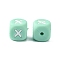 Silicone Beads for Bracelet or Necklace Making, Turquoise Cube with Word, Letter.X, 12x12x12mm, Hole: 3mm