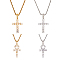 ANATTASOUL 4Pcs 4 Style 304 Stainless Steel with Cubic Zirconia Cross Pendant Necklaces Set with Brass Chains, Golden & Stainless Steel Color, 23.46~23.62 inch(59.6~60cm), 1Pc/style