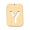 Ion Plating(IP) 304 Stainless Steel Pendants, Rectangle with Alphabet, Hollow, Letter.Y, 32x22x1mm, Hole: 1.5mm