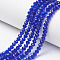 Glass Beads Strands, Faceted, Rondelle, Blue, 2.9~3.3x2mm, Hole: 0.8mm, about 145~150pcs/strand, 34~35cm