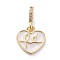 Cubic Zirconia Charms, with Brass Findings and Enamel, Heart, Golden, White, 12x11.5x2mm, Hole: 2x3.5mm