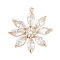 Brass Micro Pave Cubic Zirconia Pendants, Flower Charms, with Glass, Real 18K Gold Plated, 26x24x4.5mm, Hole: 1mm