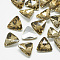 Pointed Back Glass Rhinestone Cabochons, Back Plated, Faceted, Triangle, Coffee, 13x14x4.5mm