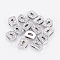 Alloy Initial Slide Charms with Grade A Rhinestones, for Personalized Name Necklaces Making, Lead Free & Nickel Free, Platinum, Letter.D, 12.5x9.5x4.5mm, Hole: 8x2mm