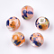 Handmade Porcelain Beads, Fancy Antique Glazed Porcelain, Round, Colorful, 10.5x9.5mm, Hole: 2.5mm