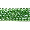 Transparent Electroplate Glass Beads Strands, Pearl Luster Plated, Faceted, Bicone, Lime Green, 2.9~3.3x2.5mm, Hole: 0.7mm, about 145~150pcs/strand, 41.5~42cm